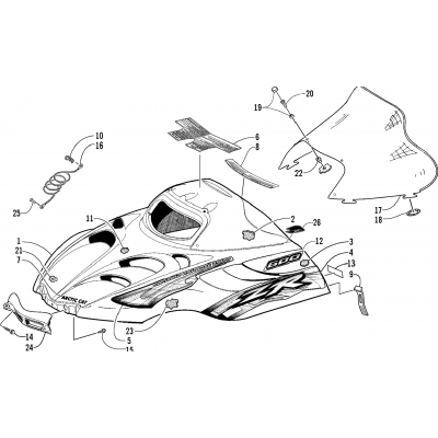 HOOD AND WINDSHIELD ASSEMBLY