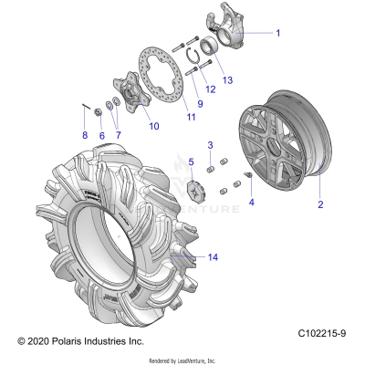 WHEELS, FRONT and HUB - A20SXM95AL/CAL (C102215-9)