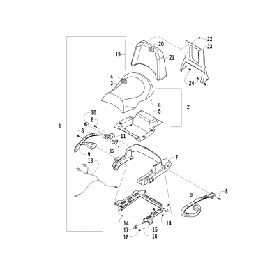 PASSENGER SEAT AND BACKREST ASSEMBLY