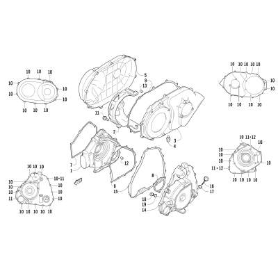 CLUTCH/V-BELT/MAGNETO COVER ASSEMBLY