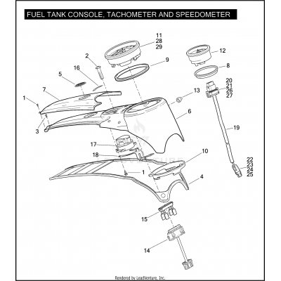 FUEL TANK CONSOLE, TACHOMETER AND SPEEDOMETER