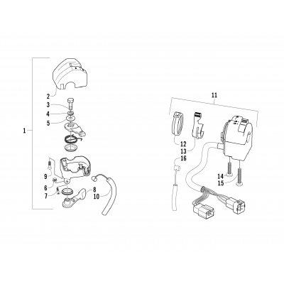 THROTTLE CASE AND CONTROL SWITCH ASSEMBLIES