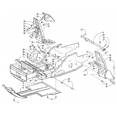 FRONT FRAME AND FOOTREST ASSEMBLY