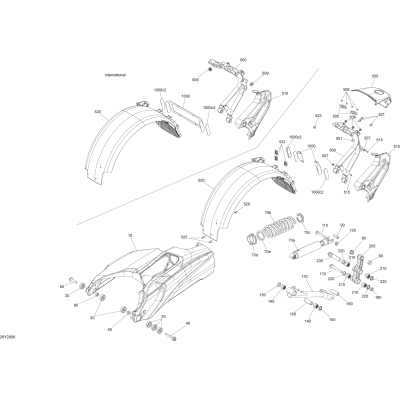 08- Suspension, Rear - STD - Swing Arm - Shock - Fender