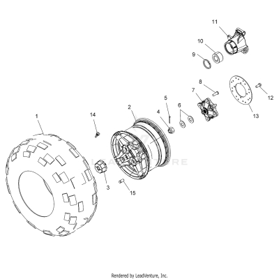 WHEELS, REAR TIRE and BRAKE DISC - A17SJE57AU (49ATVWHEELREAR15570SP)