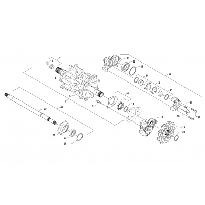 DRIVE TRAIN SHAFTS AND BRAKE ASSEMBLIES