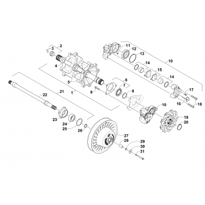 DRIVE TRAIN SHAFTS AND BRAKE ASSEMBLIES