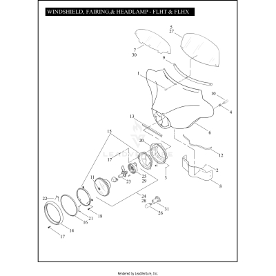 WINDSHIELD, FAIRING & HEADLAMP - FLHT & FLHX