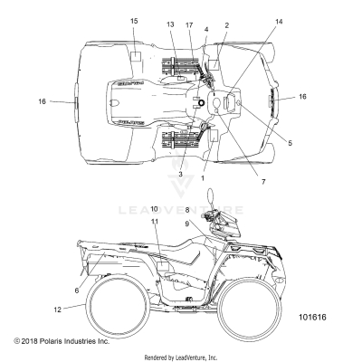 BODY, DECALS - A19SEA57R1/SEE57R1/7 (101616)