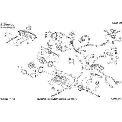 HEADLIGHT, INSTRUMENTS, & WIRING ASSEMBLIES (ESR)