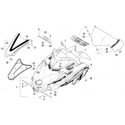 HOOD AND WINDSHIELD ASSEMBLY