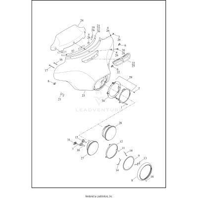 WINDSHIELD, FAIRING AND HEADLAMP