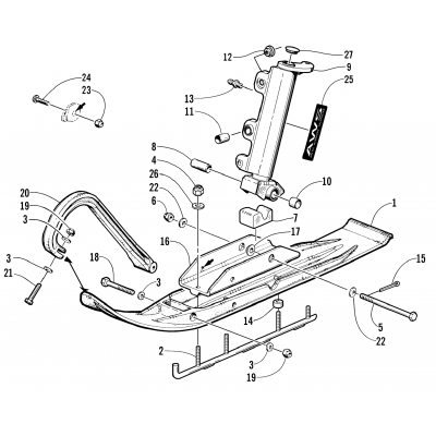 SKI AND SPINDLE ASSEMBLY