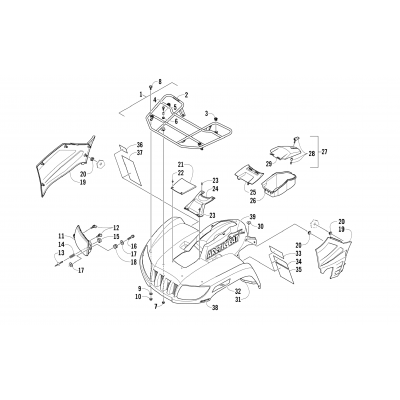 FRONT RACK, BODY PANEL, AND HEADLIGHT ASSEMBLIES