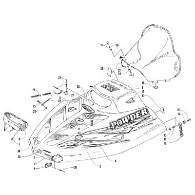 HOOD AND WINDSHIELD ASSEMBLY