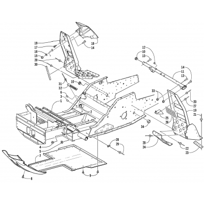 FRONT FRAME AND FOOTREST ASSEMBLY