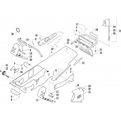 CHASSIS, FOOTREST, AND REAR BUMPER ASSEMBLY