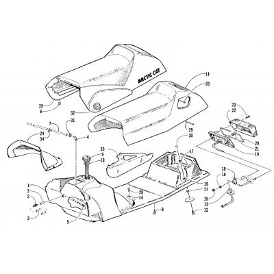 GAS TANK, SEAT, AND TAILLIGHT ASSEMBLY