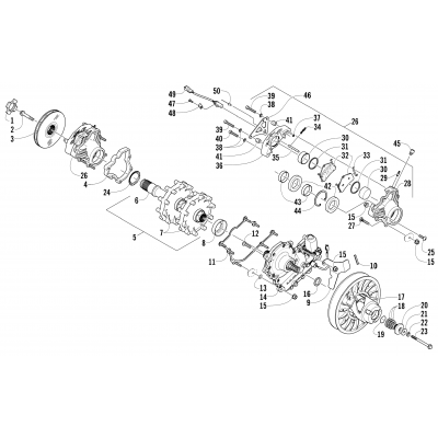 DRIVE TRAIN SHAFT AND BRAKE ASSEMBLIES