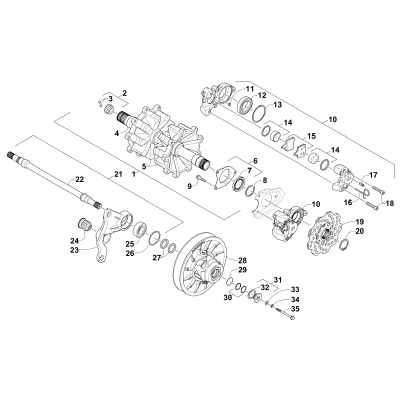 DRIVE TRAIN SHAFTS AND BRAKE ASSEMBLIES