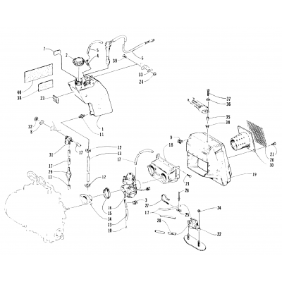 OIL TANK, CARBURETOR, FUEL PUMP, AND SILENCER