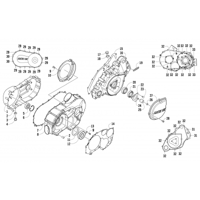 CLUTCH/V-BELT/MAGNETO COVER ASSEMBLY