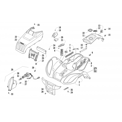 FRONT BODY PANEL AND HEADLIGHT ASSEMBLIES