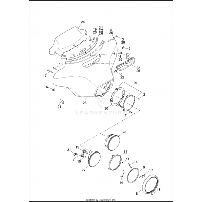 WINDSHIELD, FAIRING AND HEADLAMP