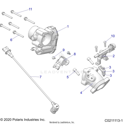 ENGINE, THROTTLE BODY and FUEL RAIL - A20SUE57D5 (C0211113-1)