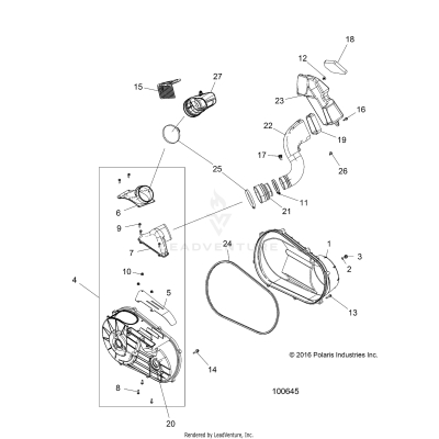 DRIVE TRAIN, CLUTCH COVER AND DUCTING - A19DCE87AK (100645)