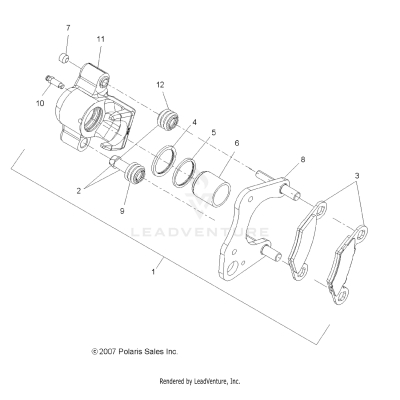BRAKES, BRAKE CALIPER, FRONT - A19SHE57FP (49ATVCALIPER08X2500QUAD)