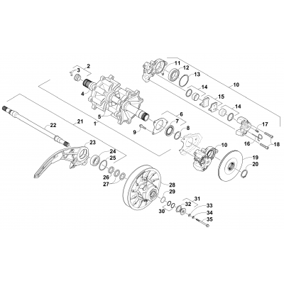 DRIVE TRAIN SHAFTS AND BRAKE ASSEMBLIES