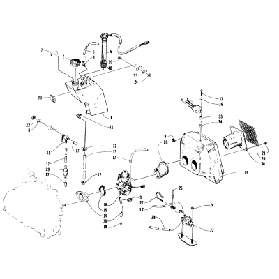 OIL TANK, CARBURETOR, FUEL PUMP, AND SILENCER