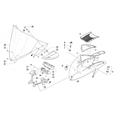 WINDSHIELD AND INSTRUMENTS ASSEMBLIES