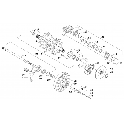 DRIVE TRAIN SHAFTS AND BRAKE ASSEMBLIES