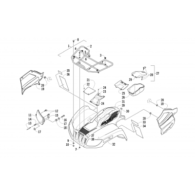 FRONT RACK, BODY PANEL, AND HEADLIGHT ASSEMBLIES