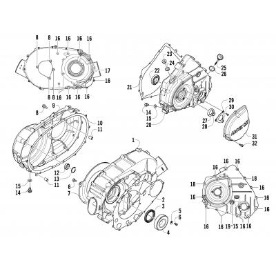 CLUTCH/V-BELT/MAGNETO COVER ASSEMBLY