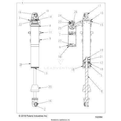 SUSPENSION, SHOCK, FRONT PIGGYBACK, LH, RH, INTERNALS - A20SLZ95AE (102064)