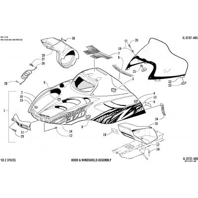 HOOD AND WINDSHIELD ASSEMBLY