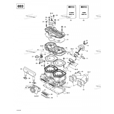 Cylinder, Exhaust Manifold, Reed Valve (693)