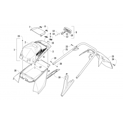 REAR BUMPER, STORAGE BOX, AND TAILLIGHT ASSEMBLY