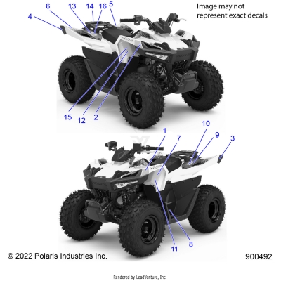 BODY, DECALS WARNING AND REFLECTORS - A23HBBO7B3/B7 (900492)