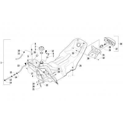 GAS TANK AND TAILLIGHT ASSEMBLY