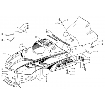 HOOD AND WINDSHIELD ASSEMBLY