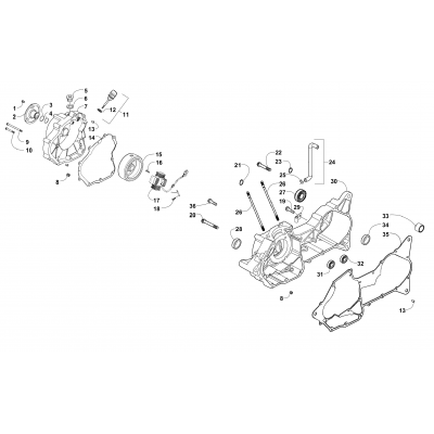 RIGHT CRANKCASE AND COVER ASSEMBLY