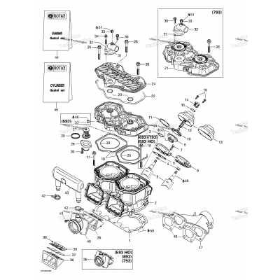 Cylinder, Exhaust Manifold, Reed Valve