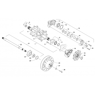 DRIVE TRAIN SHAFTS AND BRAKE ASSEMBLIES