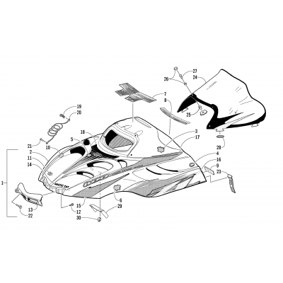 HOOD AND WINDSHIELD ASSEMBLY