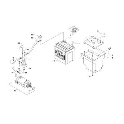 BATTERY AND STARTER MOTOR ASSEMBLY