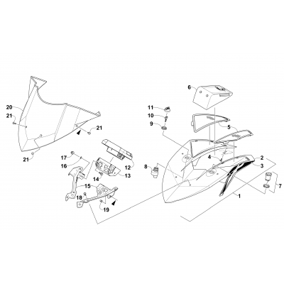 WINDSHIELD AND INSTRUMENTS ASSEMBLIES